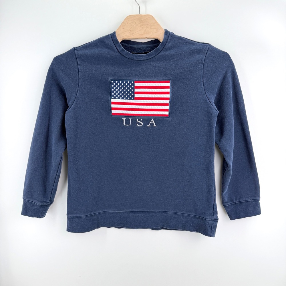 PacSun American Flag USA Sweatshirt Size M 100% Cotton Navy Blue Americana Retro